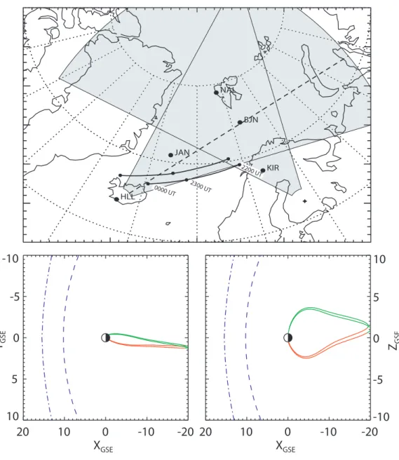 Fig. 1. The fields-of-view of the CUTLASS radar pair shown on a geographic projection from the pole to ∼60 ◦ latitude and from −90 ◦