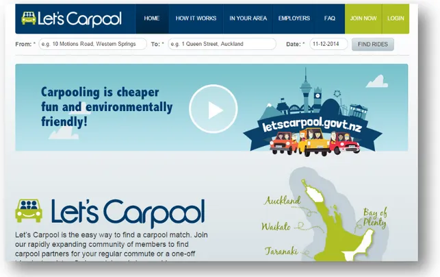 Figure 3.1 : Capture d’écran de la page d’accueil du site Let’s Carpool 