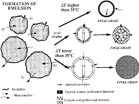 Figure 1. The size, shape and internal structure of grains depend on the initial size of the droplets.