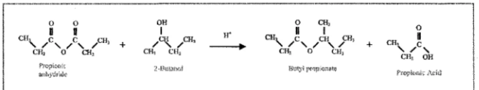 Figure 1. Réaction schème for thé esterification of propionic anhydride by 2-butanol