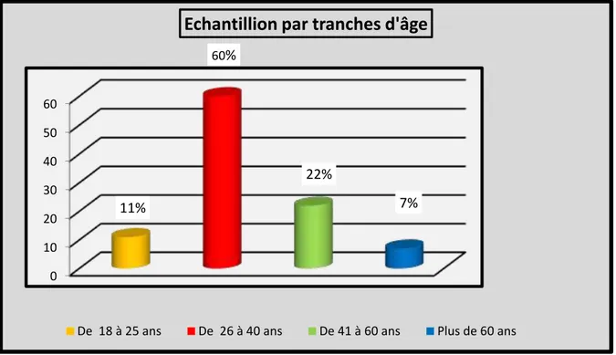 Figure N° 17: Répartition de l’échantillon par tranches d’âge 