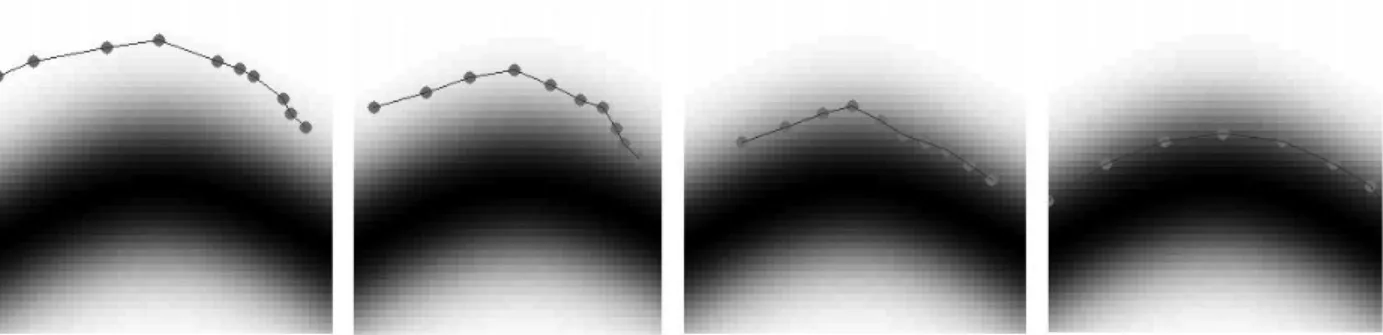 Figure  2.8 : Some iterative steps for parametric curve evolution to fit an edge 