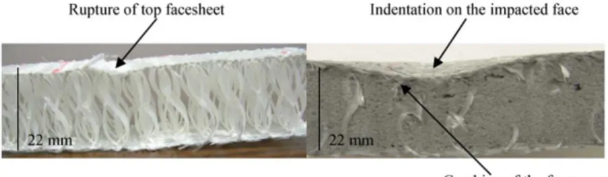 Figure 2.8: Failure modes of un-foamed and foamed core sandwich panels 