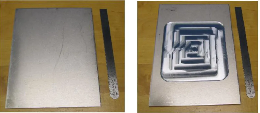 Figure 7.2 The machined sheet metal before and after preliminary test 