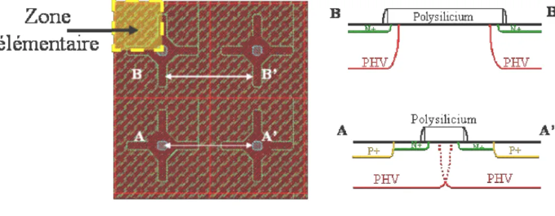 Figure 25:   Géométrie des transistors WELLFET™.