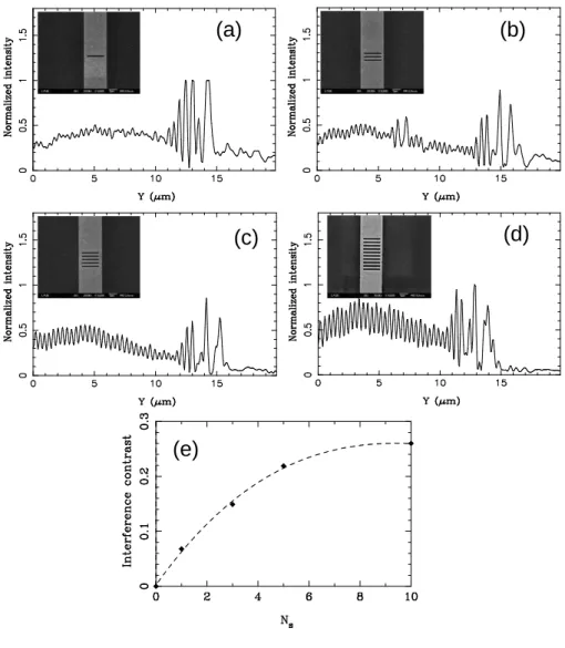 FIG. 4. PSTM optical profiles recorded over micro–gratings with an increasing number of slits N s 