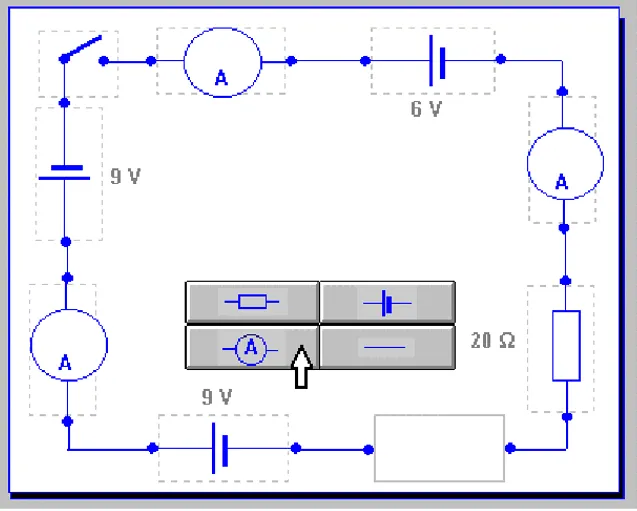 Figure 5 : Simulation de la mesure de l’intensité de part et d’autres des composants d’un circuit série.