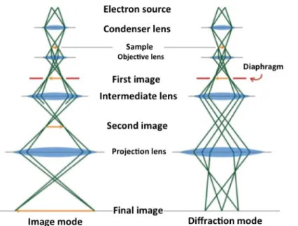 Figure 3.2 Schematic representation of a TEM. The figure is taken from Ref. Lambert-Milot (2012).