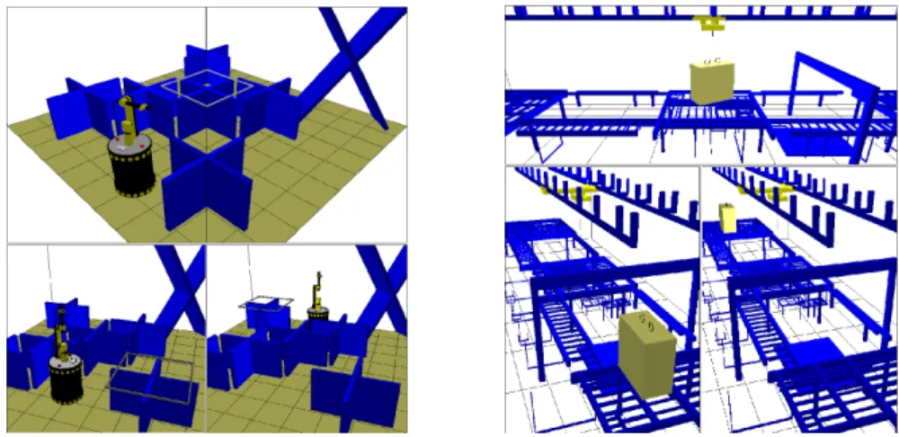 Fig. 6. Scenes and start/goal positions for the MobM and RoBr examples