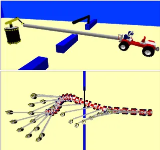 Figure 7: Non-holonomic car tracks a pipe coordinating with a mobile manipulator.