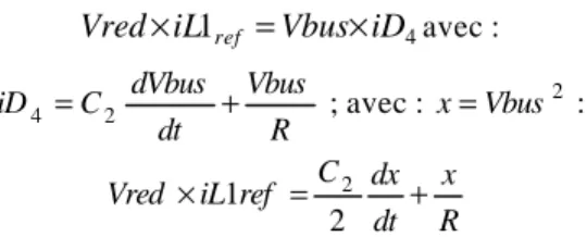 Figure : 3.5 : réponse de la régulation de Vbus, vis-à-vis de  variations de charge (référence de 400 V) 