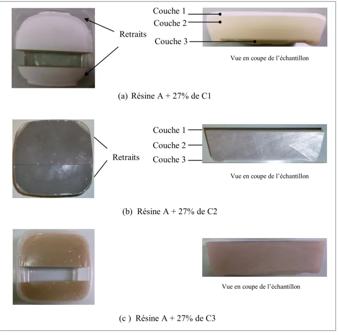 Figure  4-4: Les échantillons de la coulée en époxy chargé par différents types de charge 