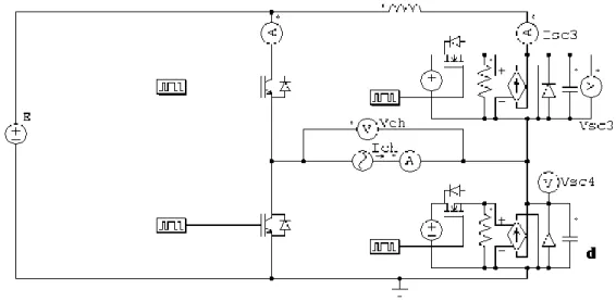 Figure 7 – d - : Schéma filaire : seule la cellule de commutation de droite est décomposée en détail 