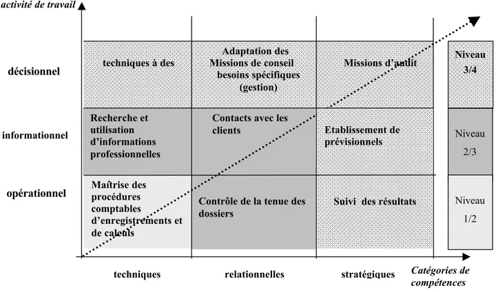 Figure 2 : Modèle d'organisation des compétences pour l'emploi de comptable   et logique d'appropriation du métier