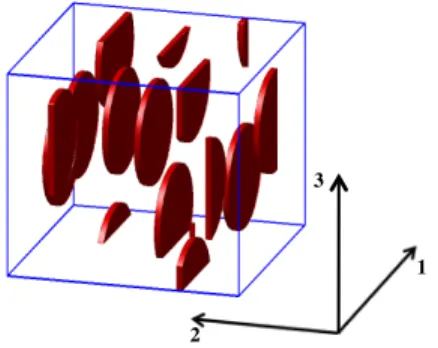 Figure 3.3 Periodic volume element with disc-shaped particles aligned perpendicular to the axis 2.