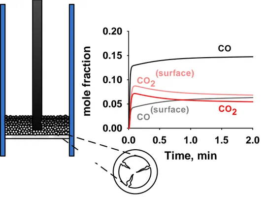 Figure 4.5 The bulk CO concentration is larger than its surface counterpart. The surface CO 2