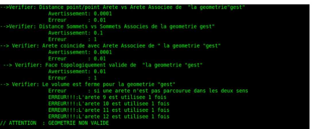 Figure 3.11 Journal d’ex´ ecution des tests de V´ erificateur sur le cas test 5.