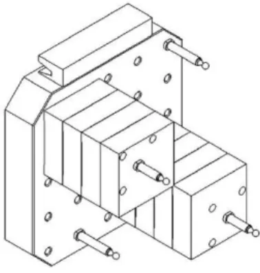 Figure 4.2 : Spheres mounted on blocs of the loading system in [1] 