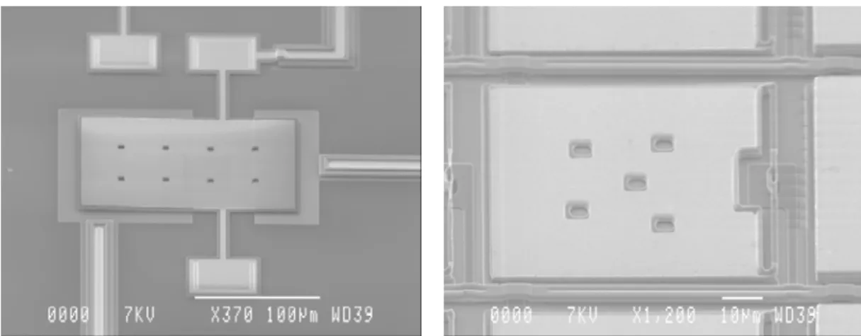 Figure 11 :  Exemples de réalisation de miroirs électrostatiques pivotant à double (à gauche) ou simple (à droite)  inclinaison.