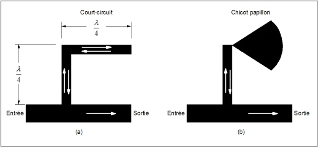 Figure 5.5 : Effet de la ligne de transmission de type ‘butterfly stub’ sur le parcours du signal  dévié