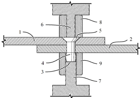 Figure 1.1 : Schéma de l’installation d’un rivet en composite thermoplastique  à haute température