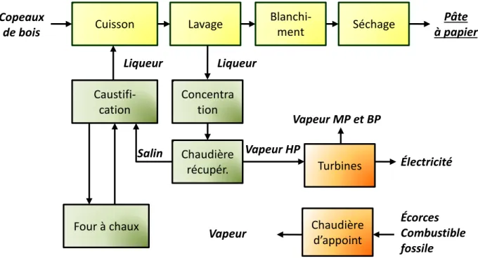 Figure 2-1- Schéma simplifié du procédé Kraft d’après [13] 