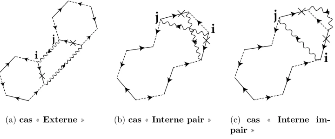 Figure I.12 – Les trois types de boucles qui apparaissent quand on applique le terme ~
