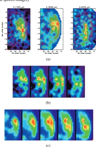 Fig. 9. Atomic lines in emission in the southwest PDR. a) From left