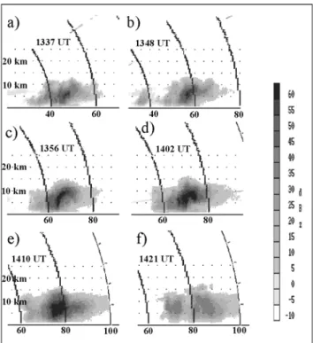 Figure 5. Evolution of the CG flash rate for the hail- hail-bearing cell 2H observed on 10 August 1996