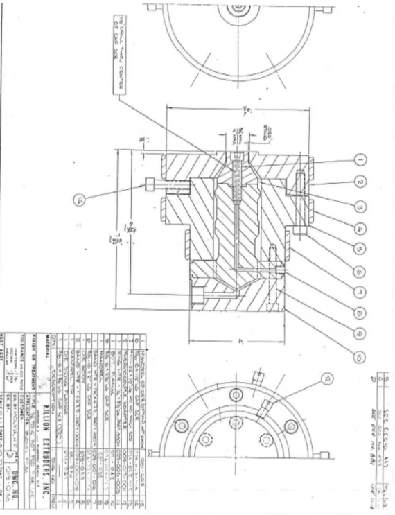 Figure 1-14 : Plan de coupe de la filière de soufflage de gaines. 
