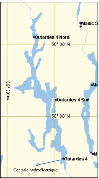 Figure 4-3 Localisation du réservoir Outardes 4  – Adapté de Haché et al. (2003) 