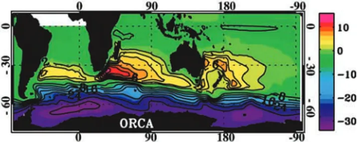 Figure 4. AAIW flow field derived from one of the most recent global hydrographic inverse models [Ganachaud and Wunsch, 2000]