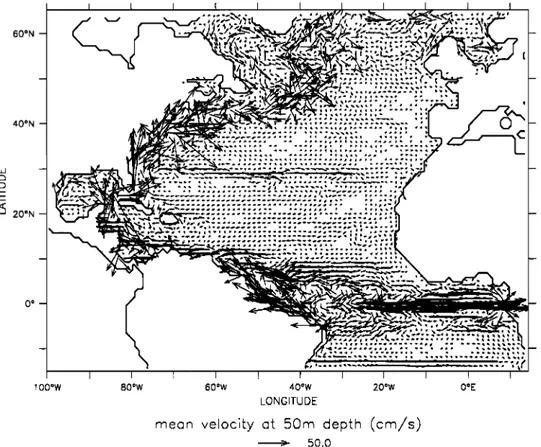 Figure 2. Annual harmonic  phase  and amplitude  of the sea level as measured  by TOPEX/Poseidon  (T/P) during  the  period from October 1992 to September  1997