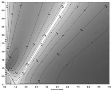 Figure 1. The contour lines of ε µ as a function of convergence in mi- mi-crolenses κ and shear γ .