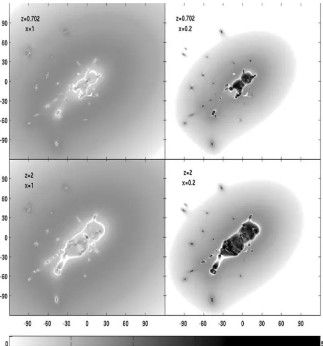 Figure 3. The map of the microlensing-induced variability parameter ε µ over the area of the cluster Abell 2218