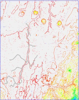 Figure 3.7:  Background map with mild contour lines and stream networks, Richelieu watershed ,  2017  3.4  One-dimensional model characterization   