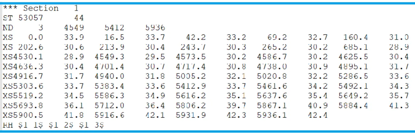 Figure 5.1:  PEST template file for sample station