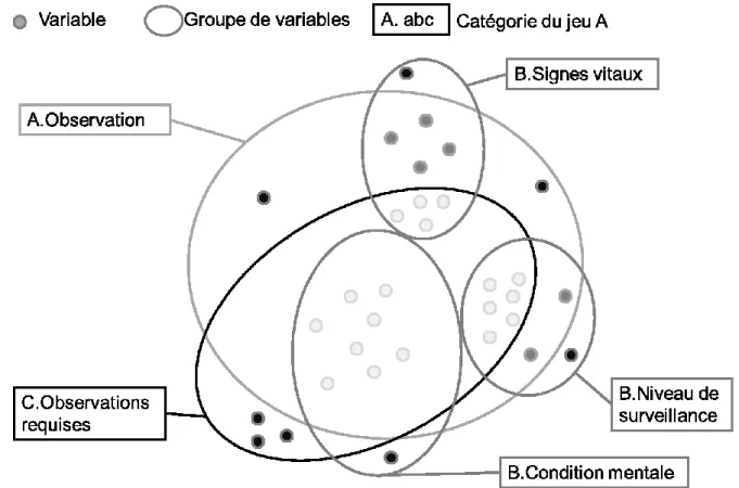 Figure 4-2 : Illustration de la catégorisation des variables selon les trois groupes. 