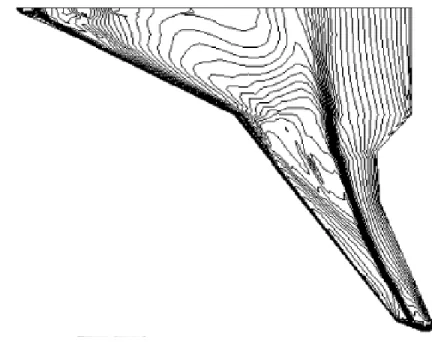Figure 3-1: Lignes de pression sur l'extrados de l'aile d'un BWB à M=0.85 [27] 