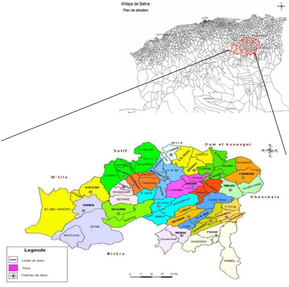 Figure 5: Carte de situation géographique de la ville de Batna 