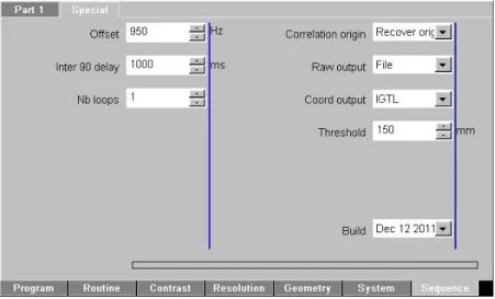 Figure 2.5. Capture d’écran du poste utilisateur de l’IRM présentant les options de la séquence MS-SET