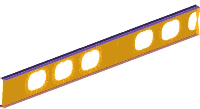 Figure 4.2 Modèle de la poutre P102 avec ouvertures
