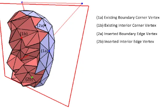 Figure  3.3:  Four  standard  cases  on  the  Loop  subdivision-based  tetrahedral  mesh  of  the  Schoenhardt example displayed with a cut plane