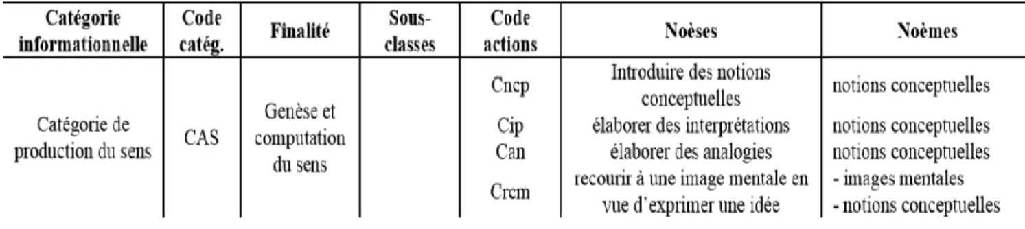 Tableau 9 : Modèle de codification des recueils d’observation, contenu du descripteur CAS