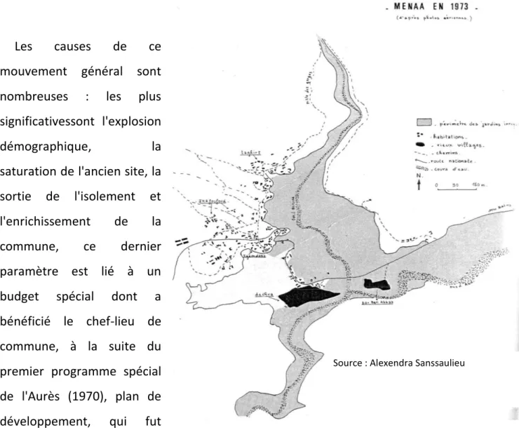 Fig n°12.Carte de Ménaa en 1973 