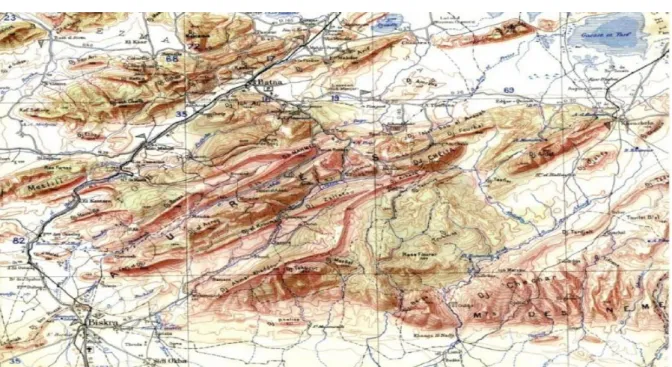 Fig n°6. Carte topographique de l’Aurès massif  