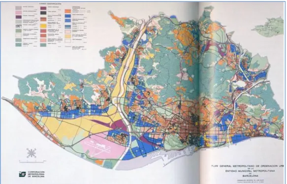 fig 03 : Le plan général métropolitain de Barcelone 1976  Source :www.wikimedia.org 