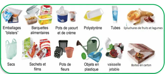 FIG 01 : Liste de quelques déchets ménagers 