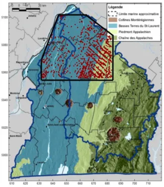 Figure  ‎ 5.7: Localisation des 1634 forages (points rouges) conservés sur la zone d'étude