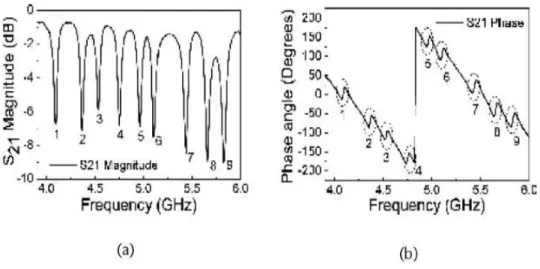 Figure 2.3. Typical encoded signal of frequency domain based chipless tag [3]. 